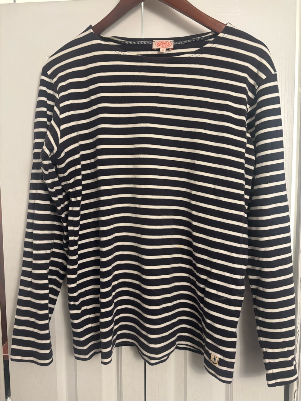 Armor Lux Blue and White Striped Long Sleeve Shirt